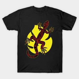 Red Doodle Pattern Lizard T-Shirt